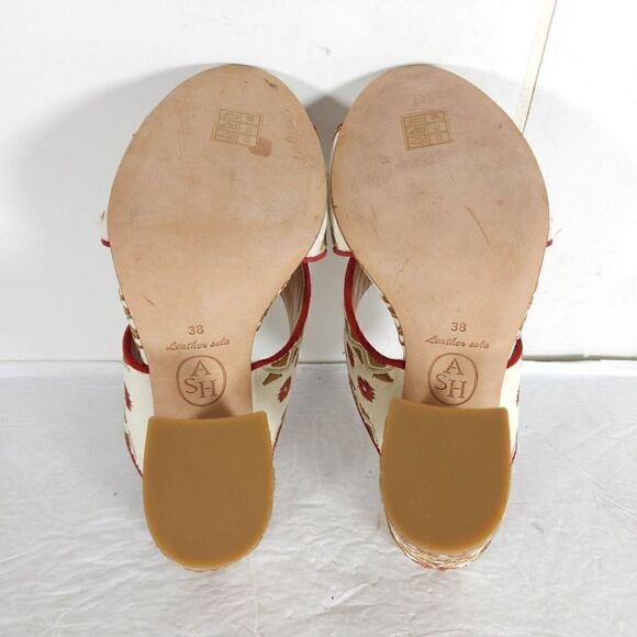 ASH Women's Adel 38 US7-7,5 Multicolor Embroidered Chunky Heels Mule Sandals - Picture 11 of 13